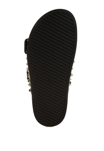 London Rag Metallic Stud Embellished Slides Sandals