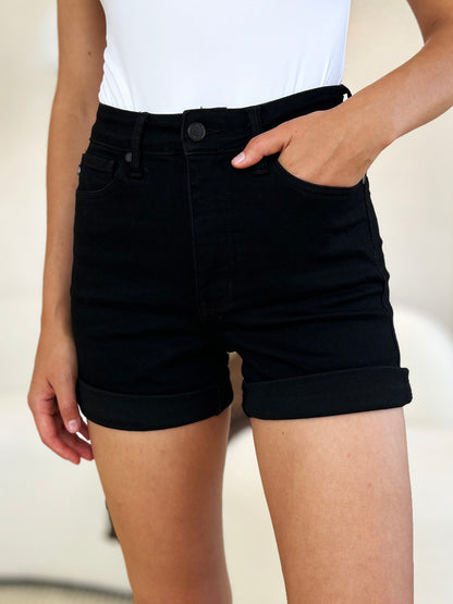 Judy Blue High Waist Tummy Control Cuffed Denim Shorts 150237