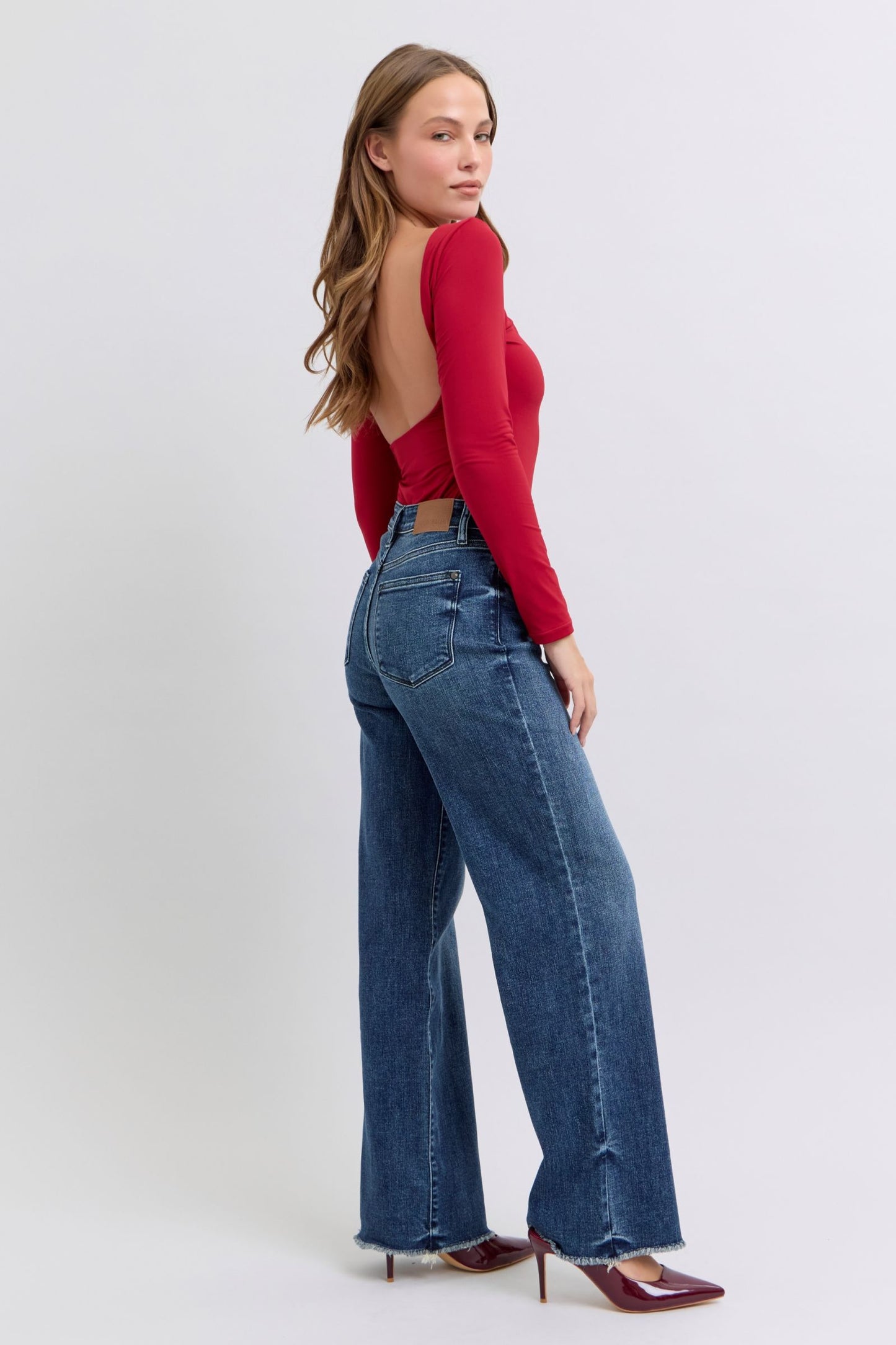 Judy Blue Mid Rise Wide Leg with Tint Denim Jeans 82640