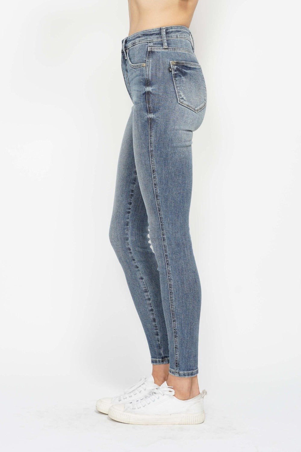 Judy Blue High Waist Tummy Control Contrast Wash Skinny Denim Jeans #88767