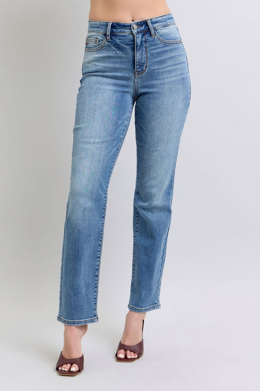 Judy Blue High Rise Vintage Wash Thermal Straight Leg Jeans 82632