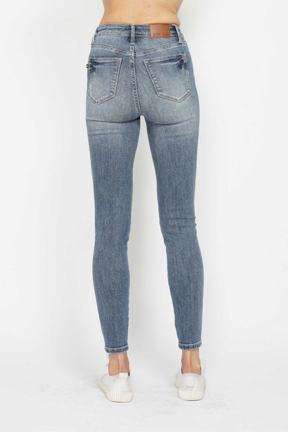 Judy Blue High Waist Tummy Control Contrast Wash Skinny Denim Jeans #88767