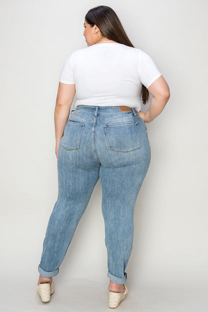 Judy Blue Mid Rise Cuffed Slim Denim Jeans #82441