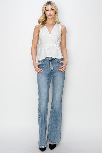 RISEN Mid Rise Basic Flare Jeans