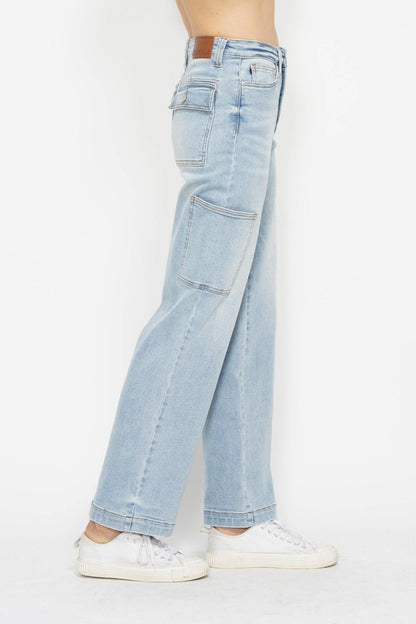 Judy Blue High Waist Cargo Wide Leg Jeans 88924