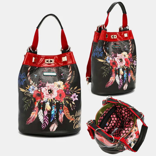 Nicole Lee USA Flower Bohemian Adjustable Strap Backpack Shoulder Bag