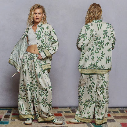 POL Floral Printed Woven Wide Leg Drawstring Pants