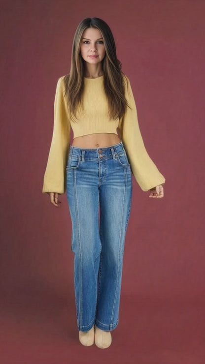 RISEN Mid Rise Slouchy Wide Leg Baggy Jeans