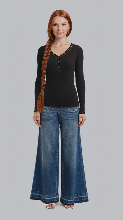 Judy Blue High Waist Front Patch Pockets Palazzo Denim Jeans 881046